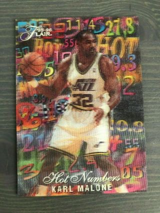 1995 - 96 Flair Insert Rare Hot Numbers Karl Malone " The Mailman "