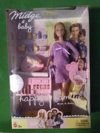 Happy Pregnant Midge & Baby 2002 Barbie Doll.  Rare.