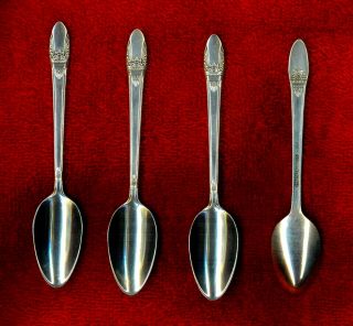 1847 Rogers Bros First Love 4 Demitasse Spoons No Monog