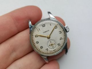 1953 1mchz Very Rare Collectible Ussr Watch Pobeda Hermetic Case White Serviced