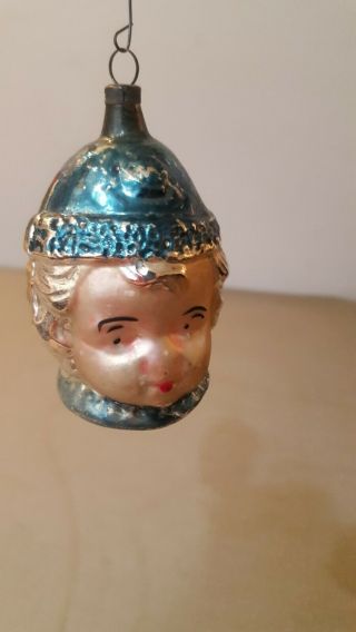 Antique Vintage German Glass Figural " Boy Clown Head ".