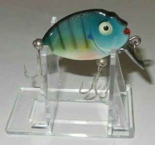 Heddon Tiny Punkinseed Fishing Lure Vintage Blue Yellow Striped 2.  25 Inch