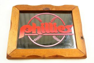 Vintage Philadelphia Phillies Mirror Sign Carnival Arcade Prize Rare Baseball