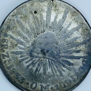 1833 Silver 8 Reales Mexico Zacatecas Om.  Rare.  26.  5 G.  Over 90 Percent Silver
