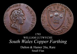 1793 South Wales Conder Farthing D&h 26a,  Rare