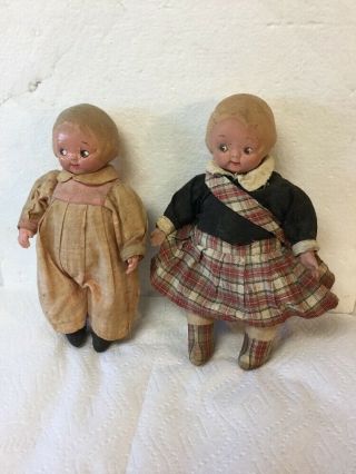 2 Rare Antique Grace Drayton Dolls Composition Head & Hands And Cloth Body