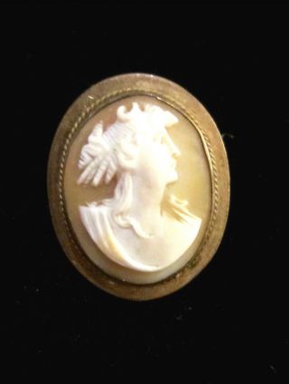 Antique Shell Cameo Hand Carved Diana - Goddess Moon,  Forests,  Brooch/pendant