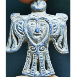 Very Old Wonderful Lapis Lazuli Stone Ancient Queen & Eagle Bird Amulet 78