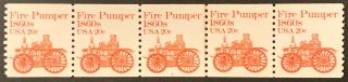 Pnc,  Transportation Coil Strip Of 5 With Rare Plate 2,  Scott 1908,  Tagged,  Mnh