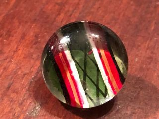 Lovely Antique Glass Button Kaleidoscope Green,  Red,  9/16 "