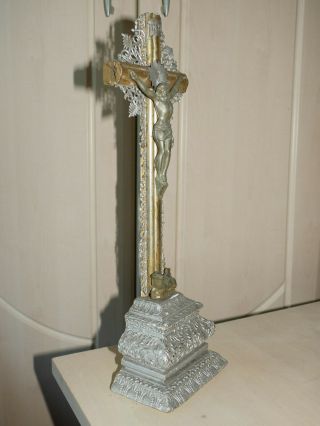 Rococo style gypsum metal Altar crucifix Christian cross antique Jesus Christ 3