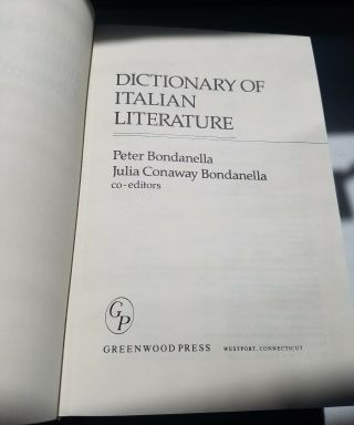 Vintage ITALIAN LITERATURE Peter Bondanella RARE 3