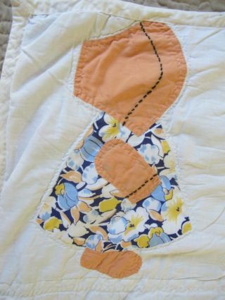 SMALL Vintage Feed Sack Hand Sewn SUNBONNET SUE Applique Quilt Feed Sack Backing 3