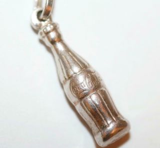 Rare Puffy Coca Cola Bottle Sterling Silver Vintage Bracelet Charm C.  1950 