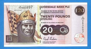 Scotland 20 Pounds 2005 Series 863697 Rare