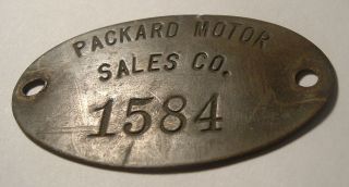 Packard Motor Car Company Sales / Antique Vintage Brass Property Tag