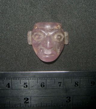 Rare Pre - Columbian Moche Amethyst Face Spacer Bead