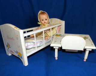 Vintage Vogue Ginnette Doll,  Crib And Baby Tender Chair