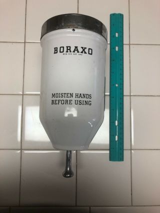 Antique Vintage Porcelain Boraxo Soap Dispenser With Mounting Bracket