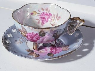 Vintage Royal Sealy China Japan Deco Tea Cup & Saucer Lavender Purple Gold