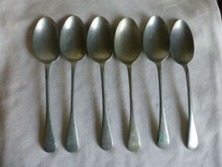 Vintage Set Of 6 Silver Plated Table Spoons Stamp Marks At Back