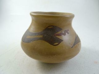 Antique Native American Indian Art Pottery Snake Pot Bowl Pueblo Lidia L Acoma