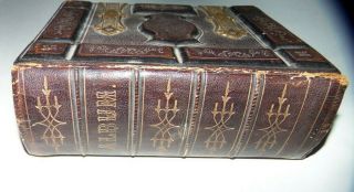 ANTIQUE/VINTAGE LEATHER/WOOD FRAME PHOTOGRAPH ALBUM WITH 1 TINTYPE SEPT 27,  1864 2