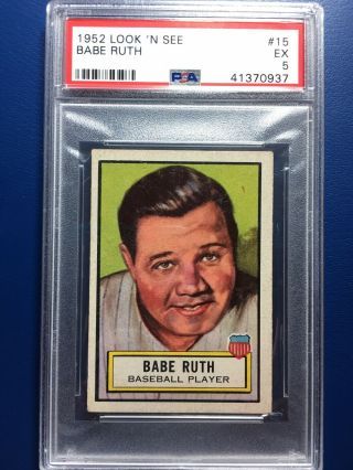 Babe Ruth 1952 Topps Look ‘n See Psa 5 Rare