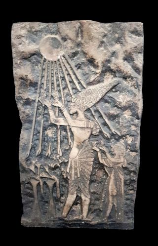 Egyptian Antique Akhenaten Relief Plaque Stela Wall Art Amarna Period Rare Craft