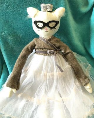 Rare Pottery Barn Kids Designer Doll Sophie Kitty Cat Ballerina White Plush Doll