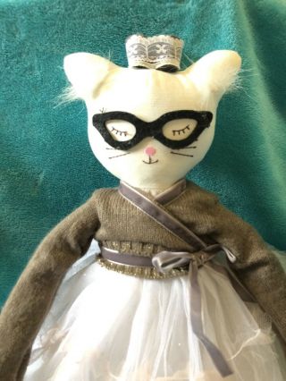 RARE Pottery Barn Kids DESIGNER DOLL SOPHIE Kitty Cat Ballerina White Plush Doll 2