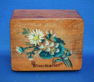 An Antique Floral Painted Wooden Box,  Brussels,  Grand Tour,  Jewellery,  Trinket