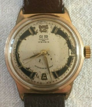 Vintage Gub Glashutte Sa Cal.  69.  1 17j Watch With Date - Unusual Case And Dial