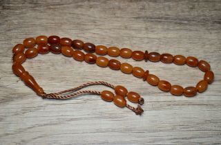 Antique Natural Stone Islamic Prayer Beads Amber Color 11,  3 G