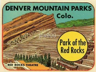 Vintage Denver Colorado Red Rocks Mountain Park Souvenir Travel Water Decal Rare