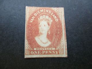 Tasmania Stamps: 1d Chalon Imperf - Rare (d186)