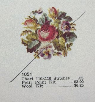 Rare Vintage Alice Godkin 1051 Roses And Pansies Petit Point Kit Pretty