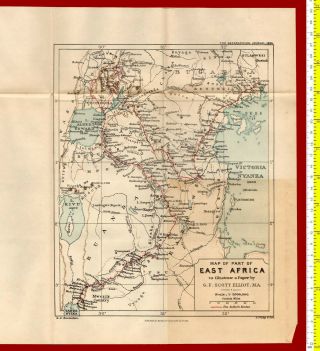 39189 England 1895.  Vintage Map Of Part Of East Africa.  Royal Geograph.  Society