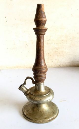 Vintage Old Brass Made Hookah With Wooden Pipe
