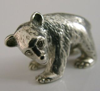 Rare Solid Sterling Silver Miniature Bear Cub Animal Figure London 1975 20g