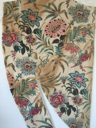 Rare 19th C.  French Cotton Printed Exotic Floral Fabric (2845) 2
