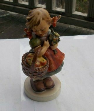 Rare Vintage Hummel Goebel Figurine 5 " Autumn Harvest 355 Girl Apples Basket Nr
