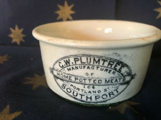 Antique Cw Plumtree Southport Home Potted Meats Ceramic Pot
