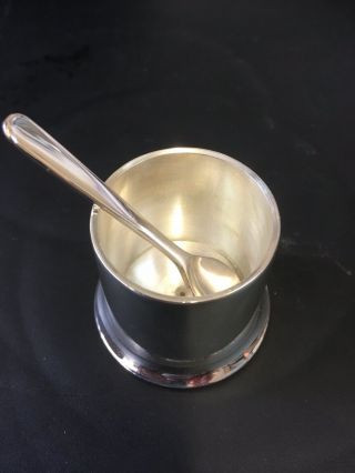 Sterling Silver Mustard Pot With Spoon