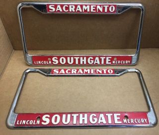 2 - Rare 70s 80s (sacramento Ca) Southgate Ford Dealer - License Plate Frame - Vintage