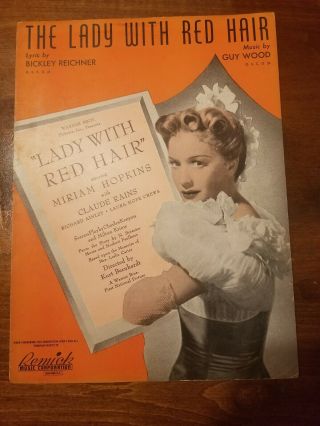 Sheet Music " The Lady With The Red Hair " Rare Miriam Hopkins Claude Rains
