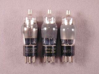 3 6a7 Rca Philco Raytheon Gray Glass Hifi Antique Radio Amp Vacuum Tubes
