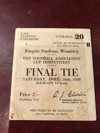 Rare Pre War Arsenal V Huddersfield Fa Cup Final 26/4 1930