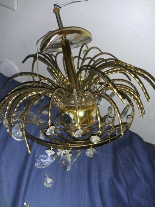 Antique Vintage Brass & Crystals Chandelier Ceiling Hang Light PARTS 2
