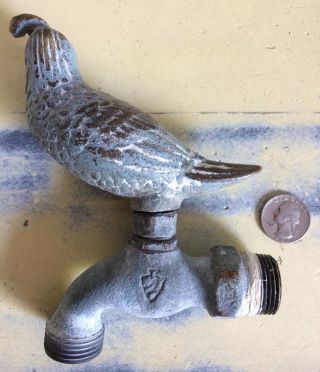 Vintage Heavy Brass Bronze Quail Outdoor Water Faucet Hose Spigot